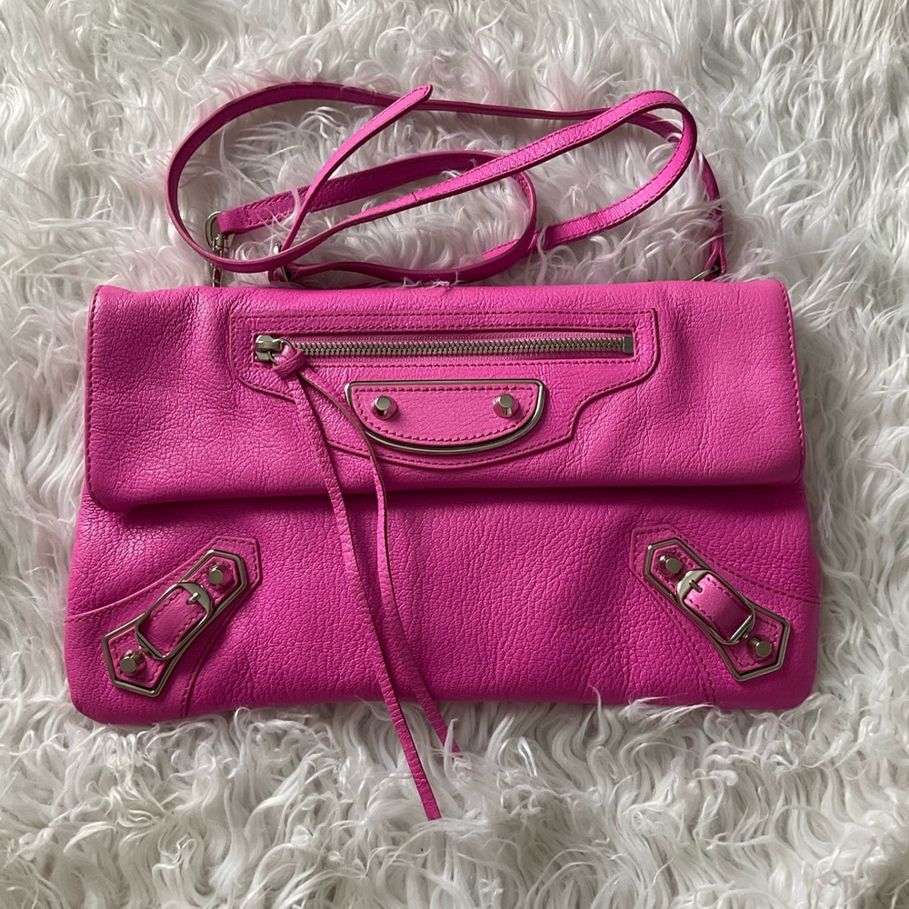 💖 Balenciaga metallic edge lambskin envelop clutch bag Rose 💖 - Picture 4 of 14